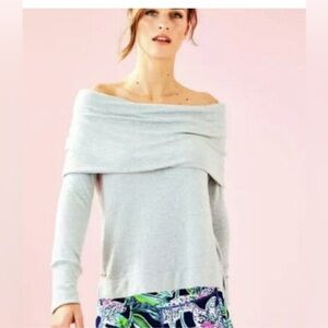 NWT Lilly Pulitzer heathered aqua modal/spandex cowl neck tunic large